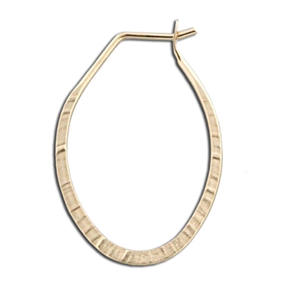 Cross Peened Oval Hoop Earring- Gold Filled
