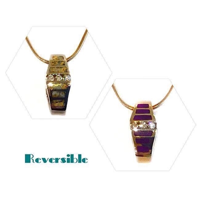 14k Gold Reversible Slide- Sugilite, Gold Quartz & Diamonds