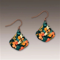 Dark Floral Gingko  Earrings