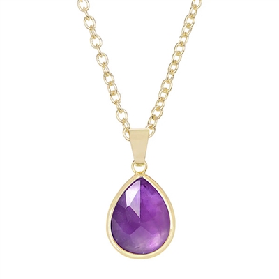 Amethyst Teardrop Pendant- Gold Filled