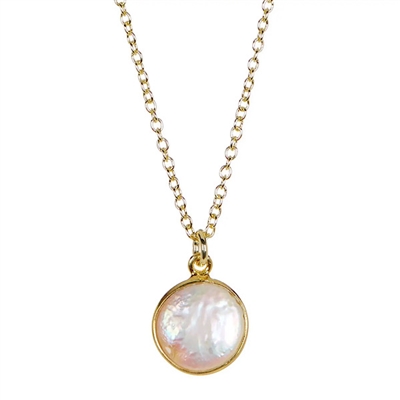 Mother of Pearl Charm Pendant- Gold Filled