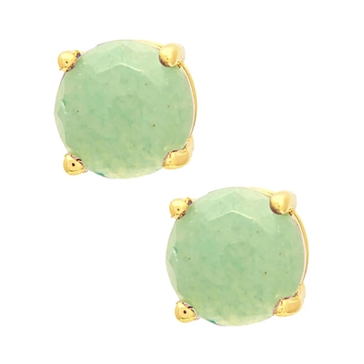 Green Adventurine Post Earrings- Gold Filled