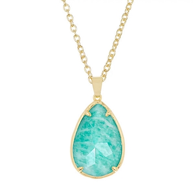 Amazonite Teardrop Pendant- Gold Filled