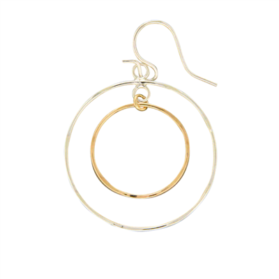 Double Circle Link Earring-Mixed Metals