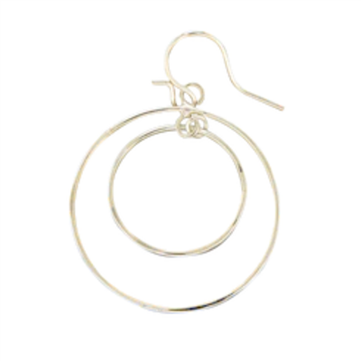 Double Circle Link Earring- Sterling Silver