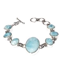 Sterling Silver Link Bracelet- Larimar