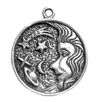 Sterling Silver Charm/Pendant-Celestial Woman Disc