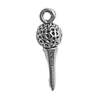 Sterling Silver Charm-Golf Ball on Tee