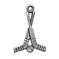 Sterling Silver Charm-Hockey Sticks & Puck