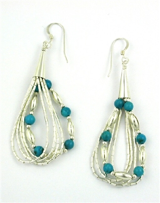 Liquid Silver & Turquoise Earrings