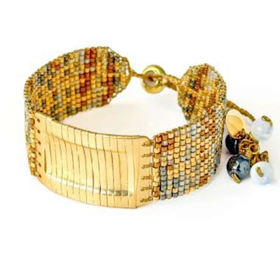 â€œGold Laceâ€ Beaded Bracelet
