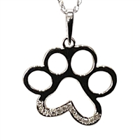 White Gold Diamond Paw Pendant