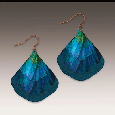 Blue Nature Abstract Ginkgo Earrings
