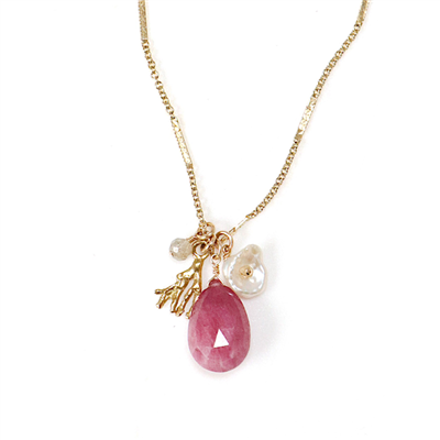 Pink Sapphire Charm Necklace