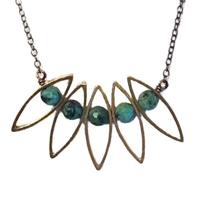 Petal Outline Necklace- Green Turquoise