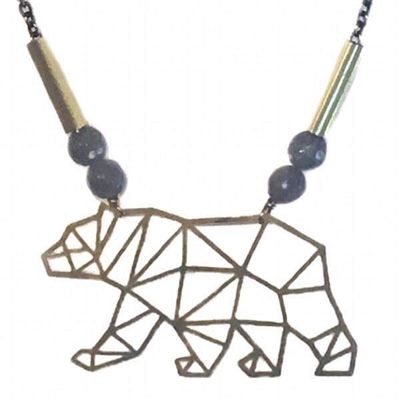 Labradorite Necklace- Origami Bear