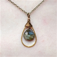 Labradorite Wrapped Teardrop Necklace