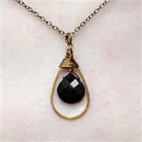 Black Onyx Wrapped Teardrop Necklace