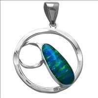 Sterling Silver Necklace-  Blue Lab created Opal