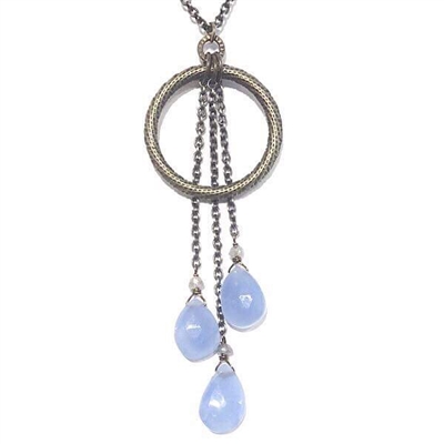 Blue Chalcedony Necklace with Grey Moonstone