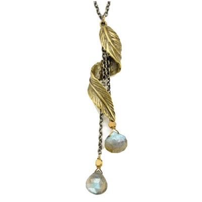 Labradorite Twisted Feather Necklace