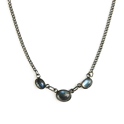 Labradorite Necklace- Blackened Sterling Silver