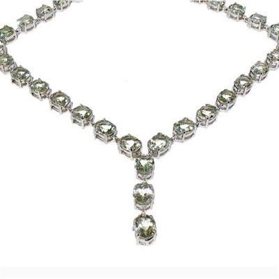 Sterling Silver Necklace-Green Amethyst