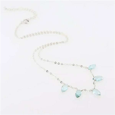 5 Drop Aquamarine Necklace- Sterling Silver