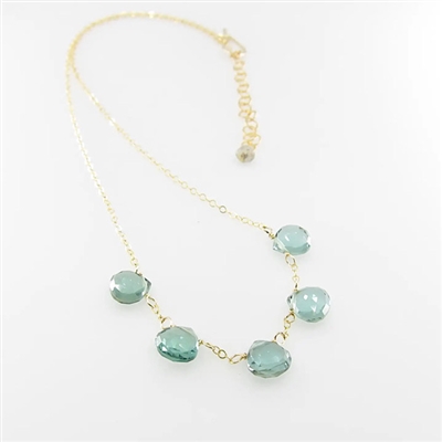 5 Stone Indicolite Necklace- Gold Filled