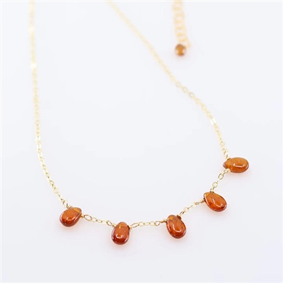 5 Stone Gold Filled Necklace- Orange Kyanite
