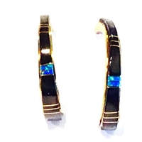 Bronze Post Earrings- Black Onyx & Opal Inlay