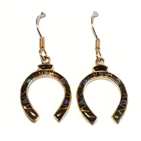 Bronze Dangle Earrings- Black Onyx & Opal Inlay