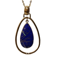 Bronze Pendant/Necklace- Lapis & Opal Inlay