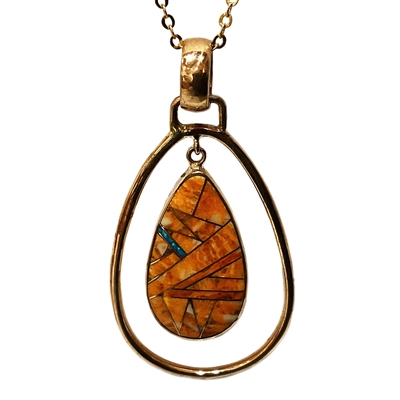 Bronze Pendant/Necklace- Spiny Oyster & Opal Inlay