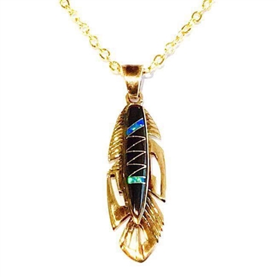 Bronze Pendant/Necklace- Lapis & Opal Inlay
