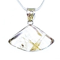 Sterling Silver Pendant/Slide- Rutilated Quartz