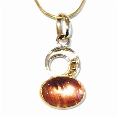 Sterling Silver & 22K Gold Pendant- Oregon Sunstone