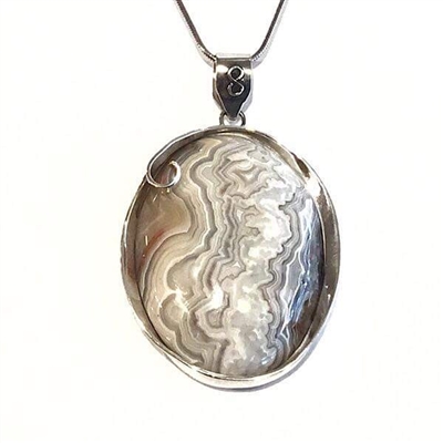 Sterling Silver Pendant- Crazy Lace Agate