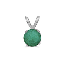 14k White Gold Emerald Pendant--May Birthstone