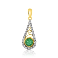 14K Emerald & Diamond Pendant