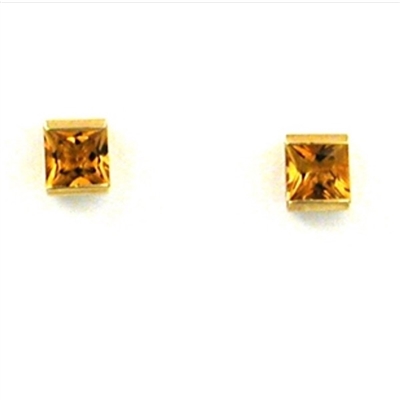 14k Gold Post Earrings- Citrine