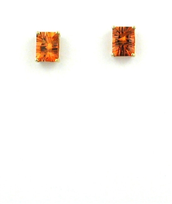 14k Gold Post Earrings- Lab-Created Orange Sapphire