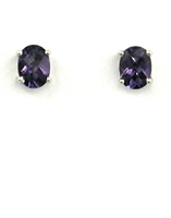 14k White Gold Post Earrings- Lab Created Alexandrite