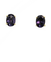 14k Gold Post Earrings- Lab Created Alexandrite