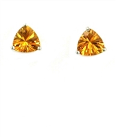 14k White Gold Post Earrings--Citrine