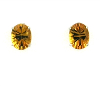 14k White Gold Post Earrings--Citrine
