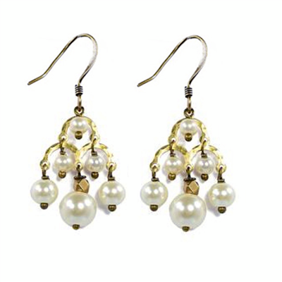 Glass Pearl Chandalier Earrings