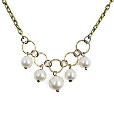 Glass Pearl 5 Circle Necklace