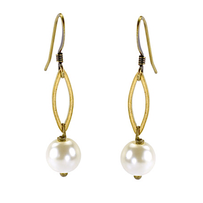 Glass Pearl Marquise Earrings