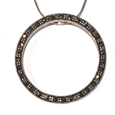 Sterling Silver Marcasite Circle Pendant